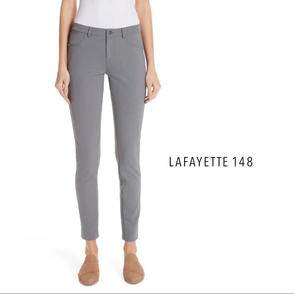 NEW Lafayette 148 Mercer Coated Pant in Flagstone